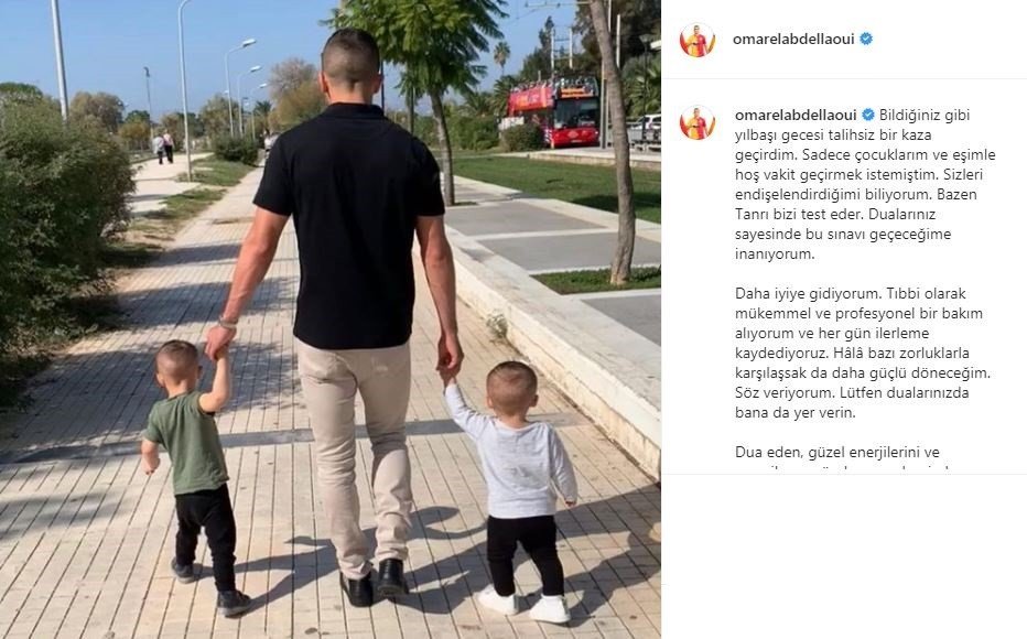 Elinde havai fişek patlayan Galatasaraylı Omar Elabdellaoui'den son dakika paylaşımı