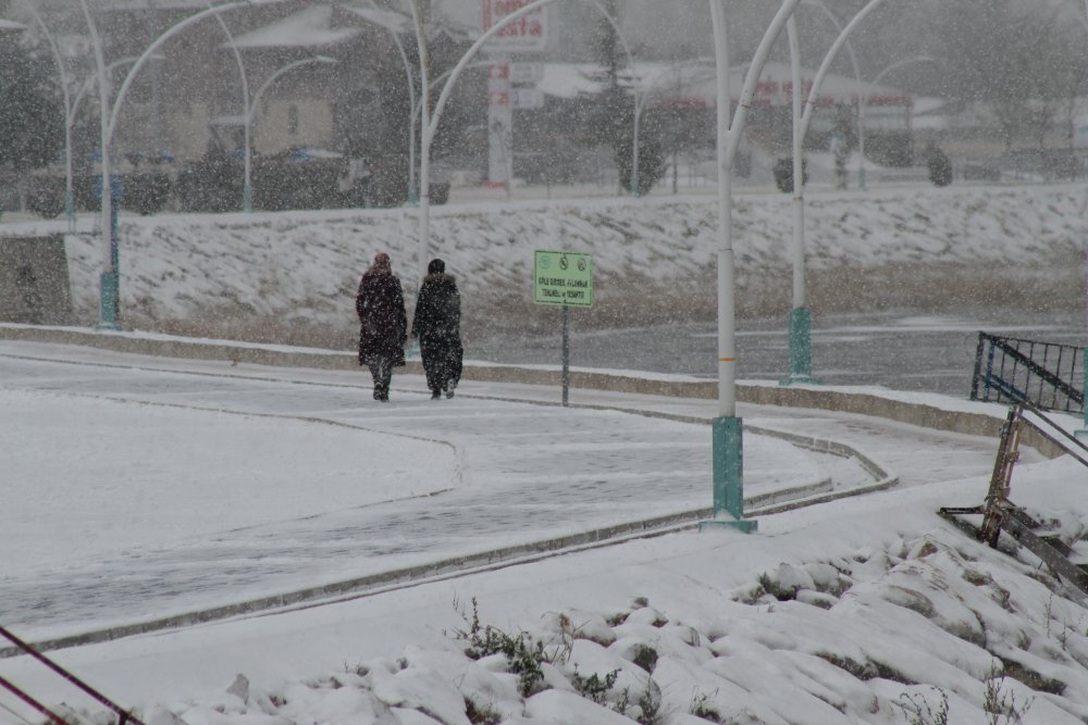 Kar ve tipi Beyşehir'de güzel manzaralar oluşturdu! Balıkçılar ve sürücüler zor anlar yaşadı