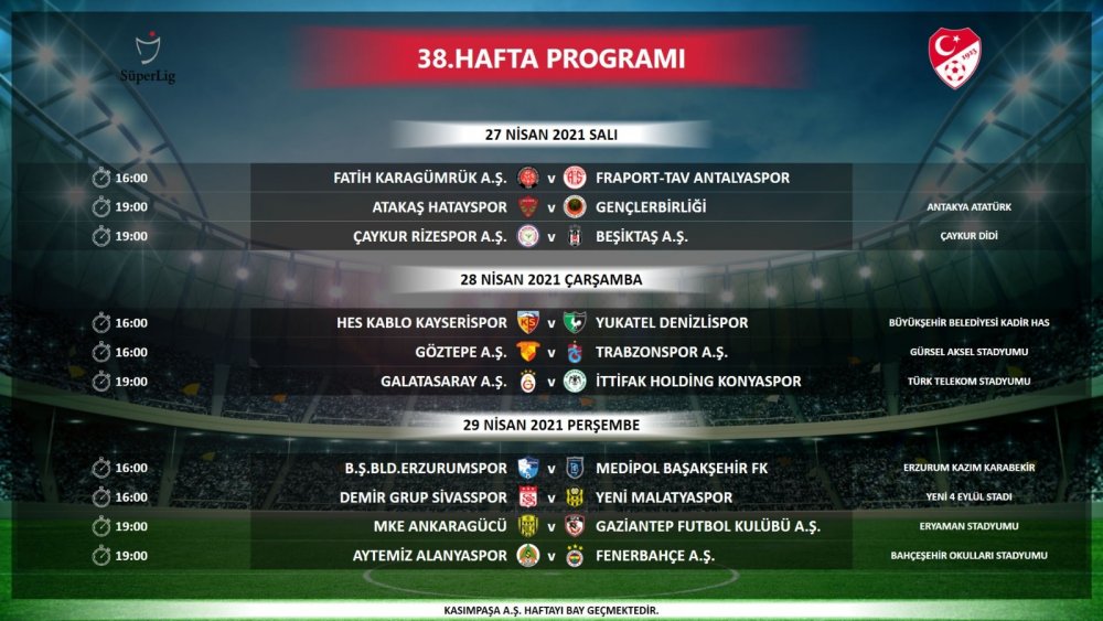 Süper Lig’de 35-39 haftaların programları açıklandı! İşte Konyaspor maçları