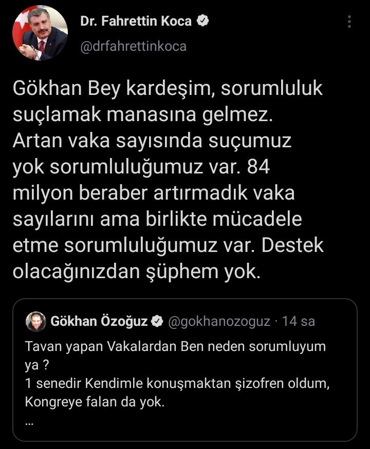 Bakan Koca'dan Gökhan Özoğuz'a cevap! Suçumuz yok