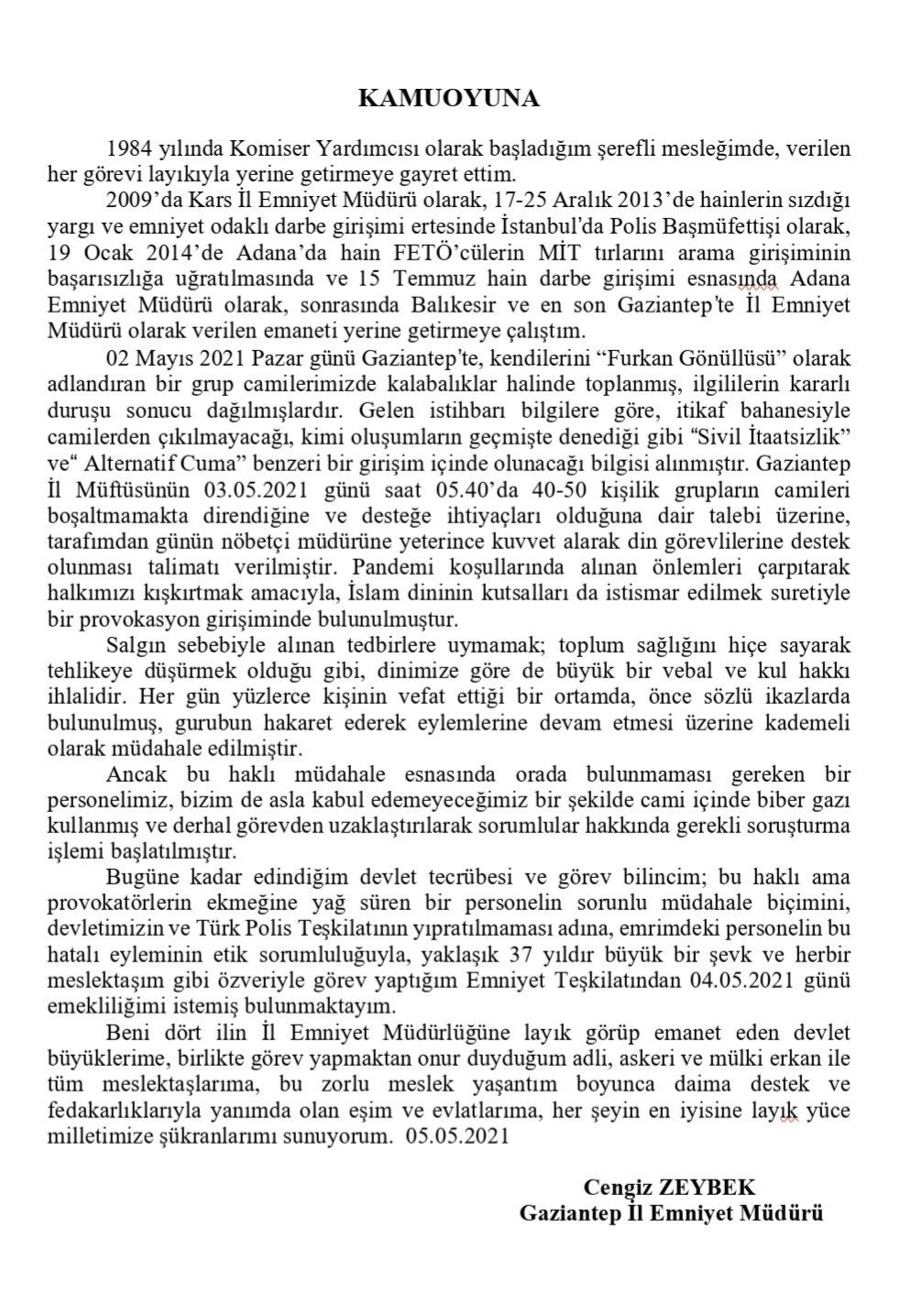 Gaziantep Emniyet Müdürü 'Cami Provokasyonu'nun ardından emekliliğini istedi
