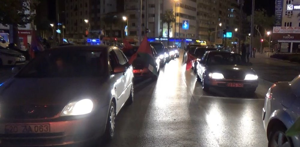 Denizli’de sosyal mesafeli İsrail protestosu!