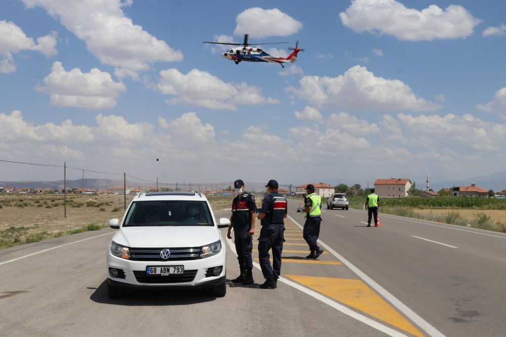 Aksaray'da jandarma helikopteri trafik için kalktı