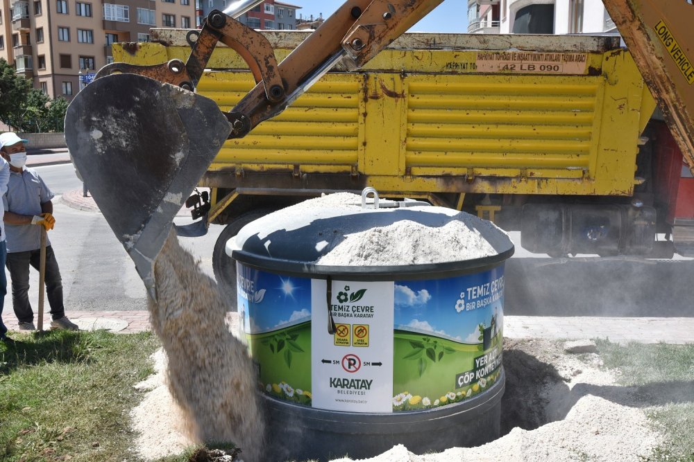 Karatay'da 150 yeraltı çöp konteyneri daha kuruldu