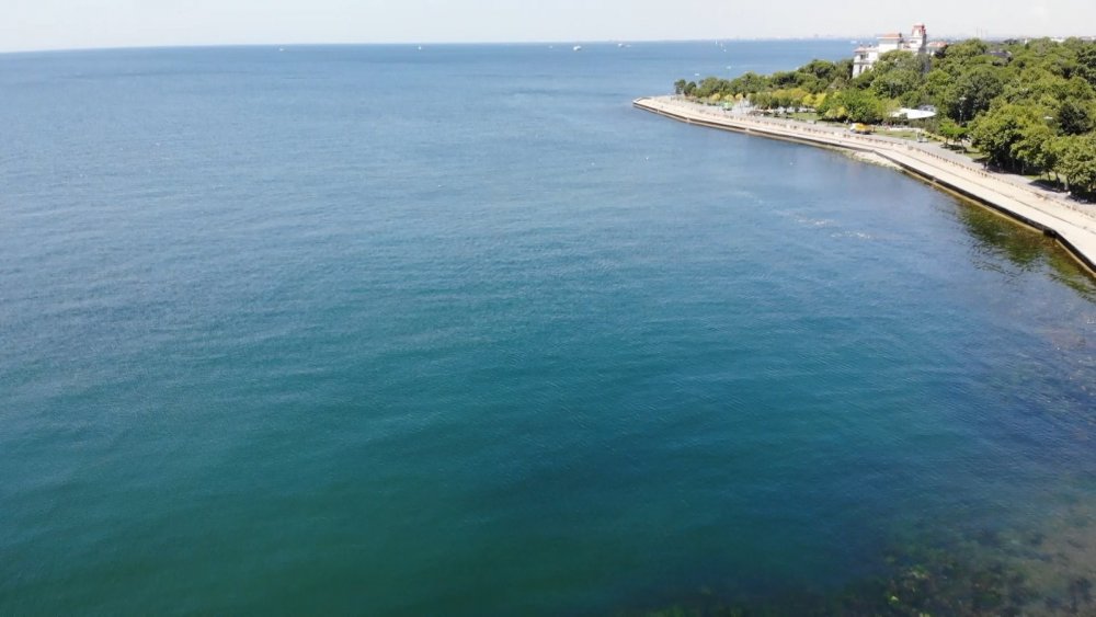 Müsilajsız sahil havadan görüntülendi