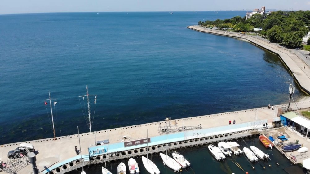 Müsilajsız sahil havadan görüntülendi