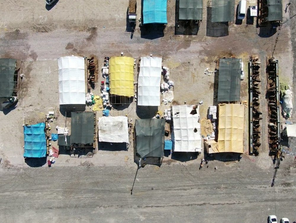 110 bin metrekarelik alana kurulu Kayseri Kurban Pazarı'nda bayram hareketliliği devam ediyor