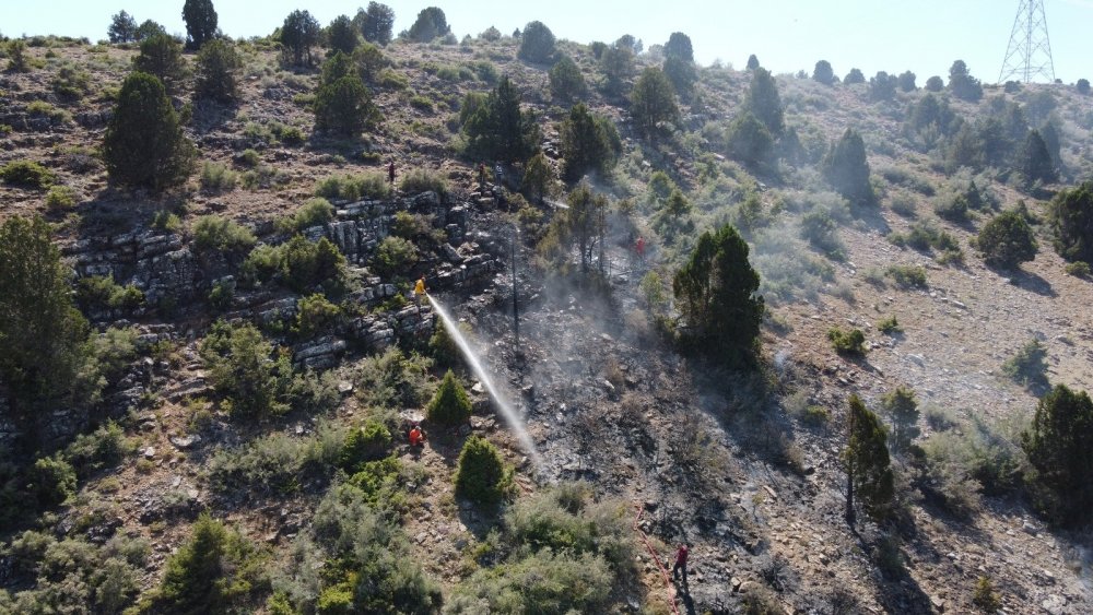 Konya'da ormanlık alanda çıkan yangın büyümeden döndürüldü