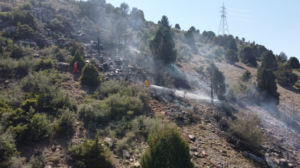 Konya'da ormanlık alanda çıkan yangın büyümeden döndürüldü