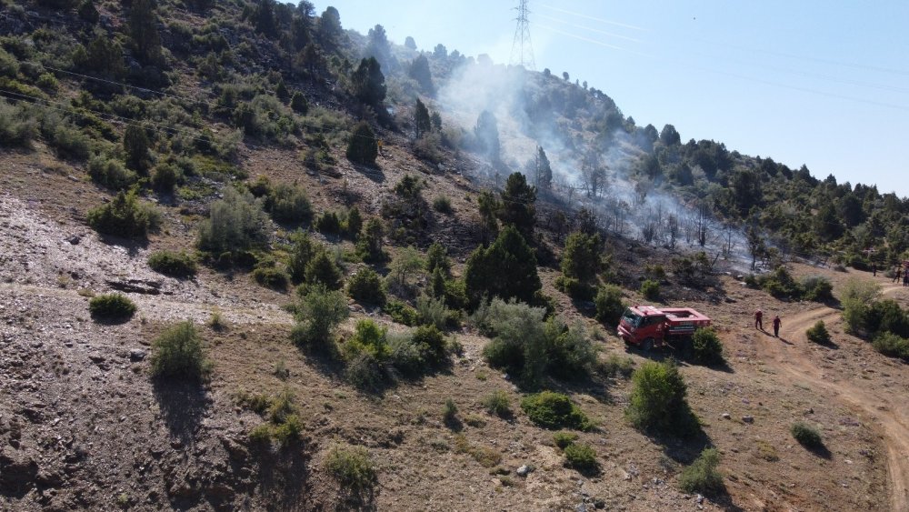 Konya'da ormanlık alanda çıkan yangın büyümeden döndürüldü