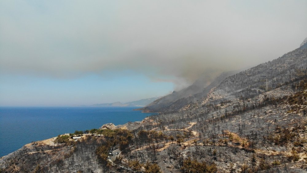 Mersin Aydıncık'ta acı tablo! Yanan bölgeler havadan görüntülendi