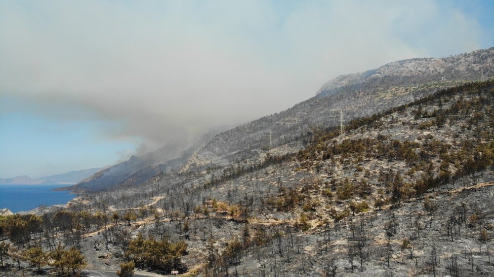 Mersin Aydıncık'ta acı tablo! Yanan bölgeler havadan görüntülendi