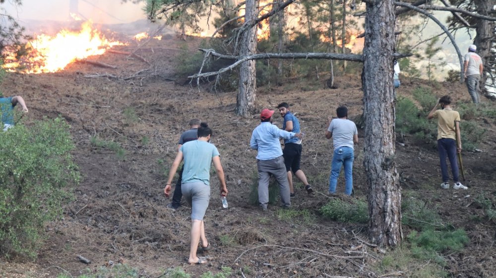 Denizli'de binlerce vatandaş yangına karşı seferber oldu