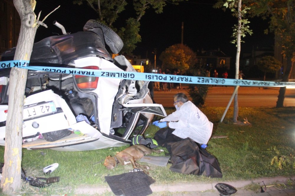 Konya'da kontrolden çıkan araç takla attı! Emre Tapur olay yerinde can verdi