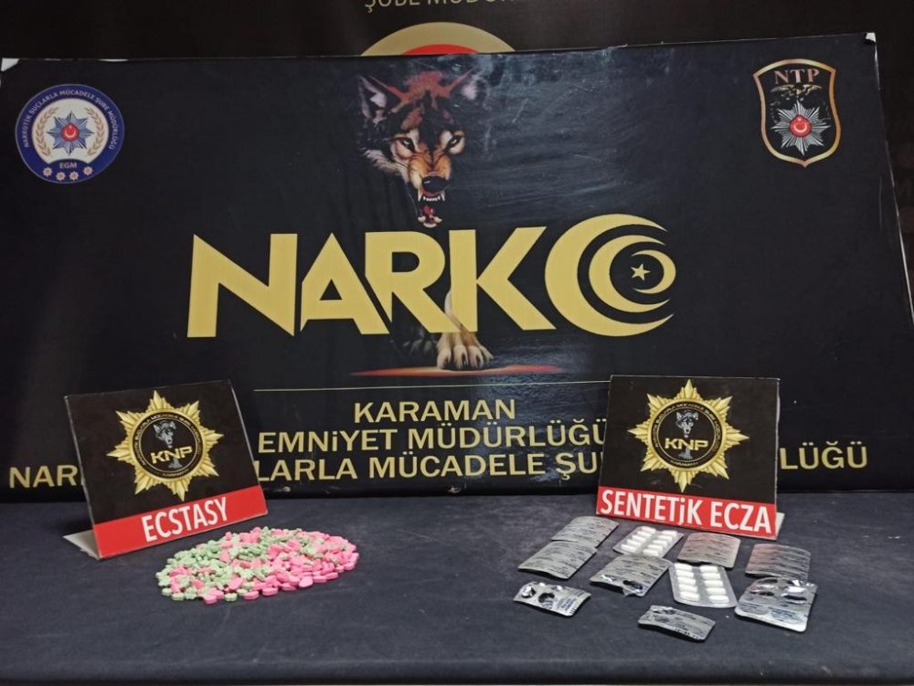 Karaman’da uyuşturucu ve yeşil reçeteli hapla yakalanan 1 kişi tutuklandı