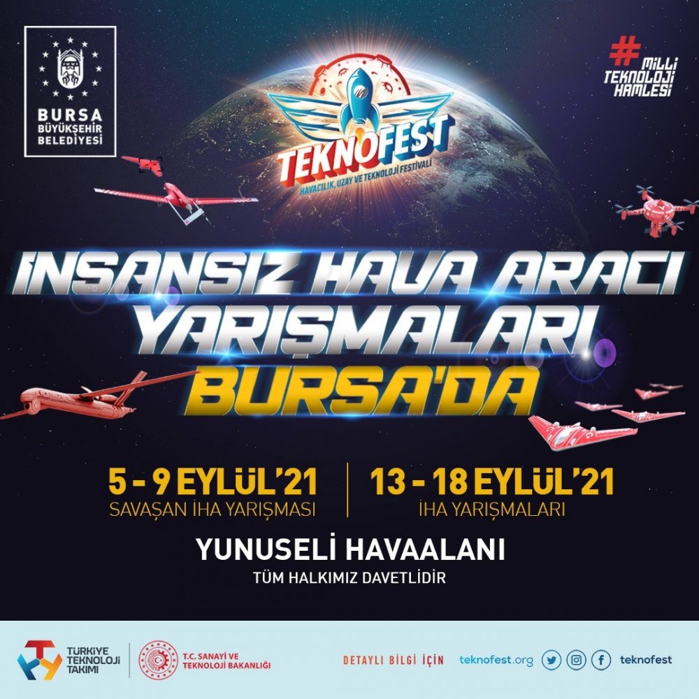 TEKNOFEST 2021 İHA yarışları heyecanı başladı! 5 Eylül'de Bursa’da başlıyor