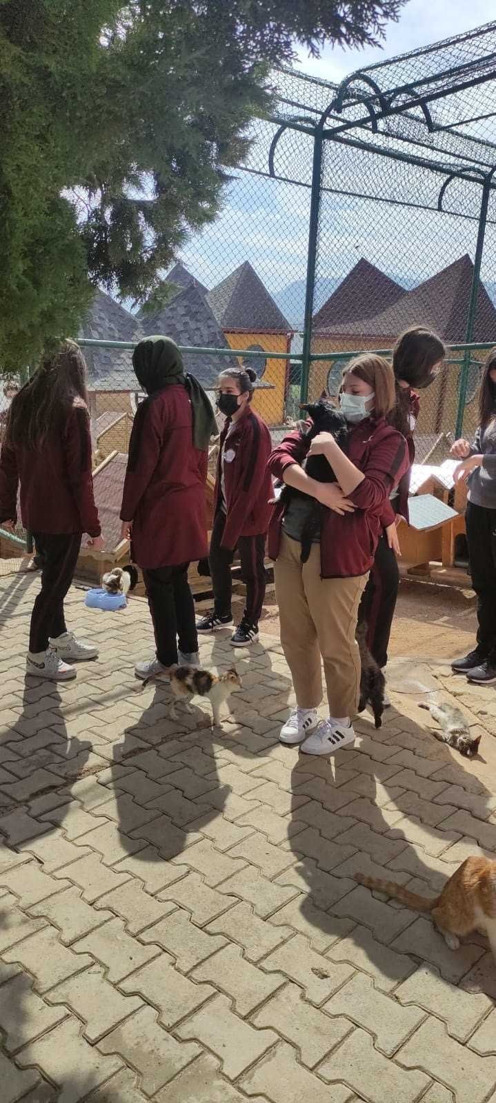 Hayvan dostu Konya'da öğrenciler Hayvan Barınağını ziyaret etti