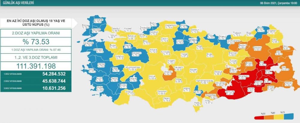 Kovid-19 aşısında ’mavi kategori’ye ulaşan il sayısı 24'e çıktı