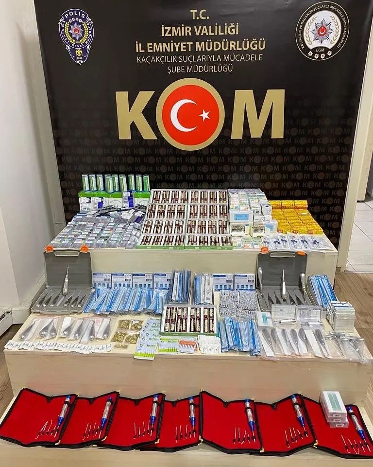 İzmir’de diş hekimliğinde kullanılan binlerce kaçak tıbbi malzeme yakalandı