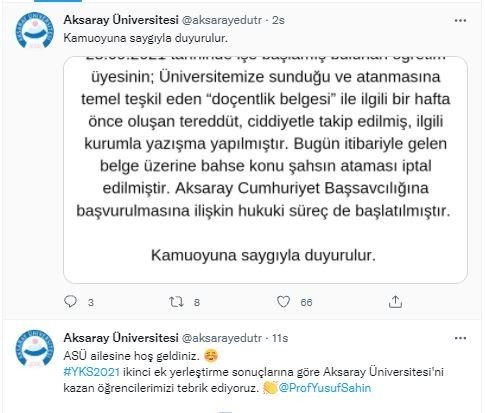 Aksaray Üniversitesi 'sahte doçentlik belgeli' öğretim üyesini savcılığa şikayet etti