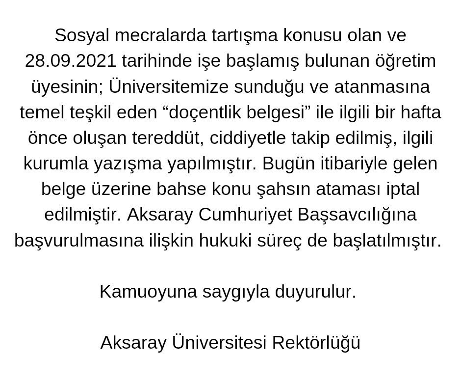Aksaray Üniversitesi 'sahte doçentlik belgeli' öğretim üyesini savcılığa şikayet etti