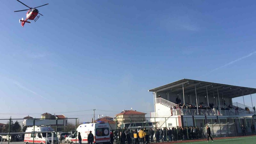 Konya’da kalp krizi geçiren hastanın imdadına helikopter ambulans yetişti