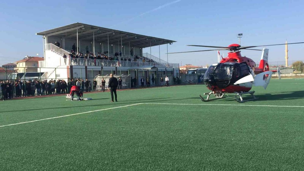 Konya’da kalp krizi geçiren hastanın imdadına helikopter ambulans yetişti