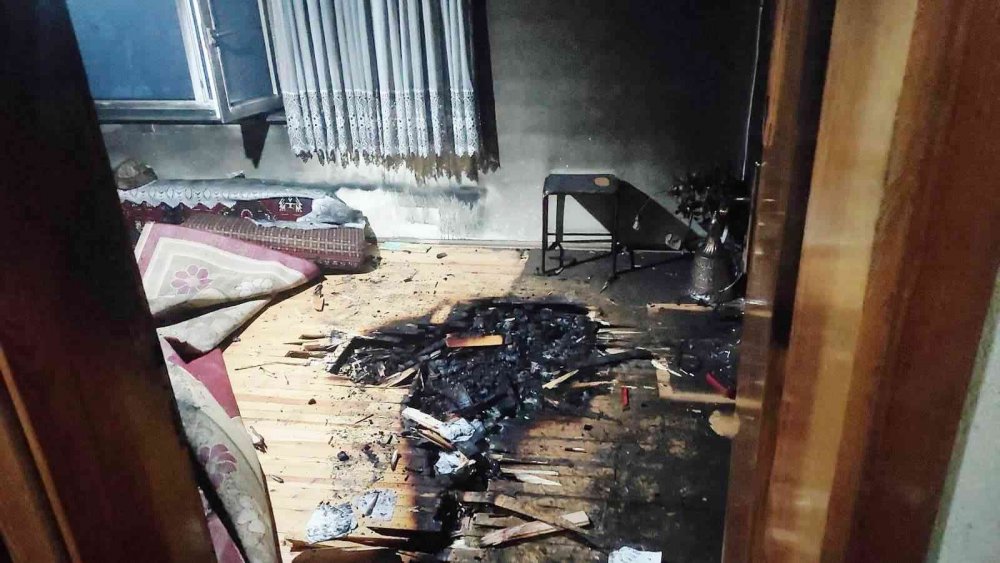 Konya’da görünmez kaza! Yere düşen televizyon evi yakıyordu