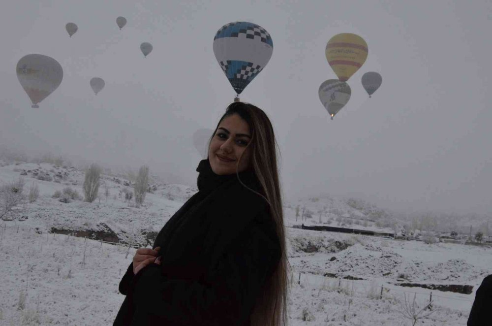 Kapadokya'da kartpostallık manzaralar! Peribacaları gelinlik giydi