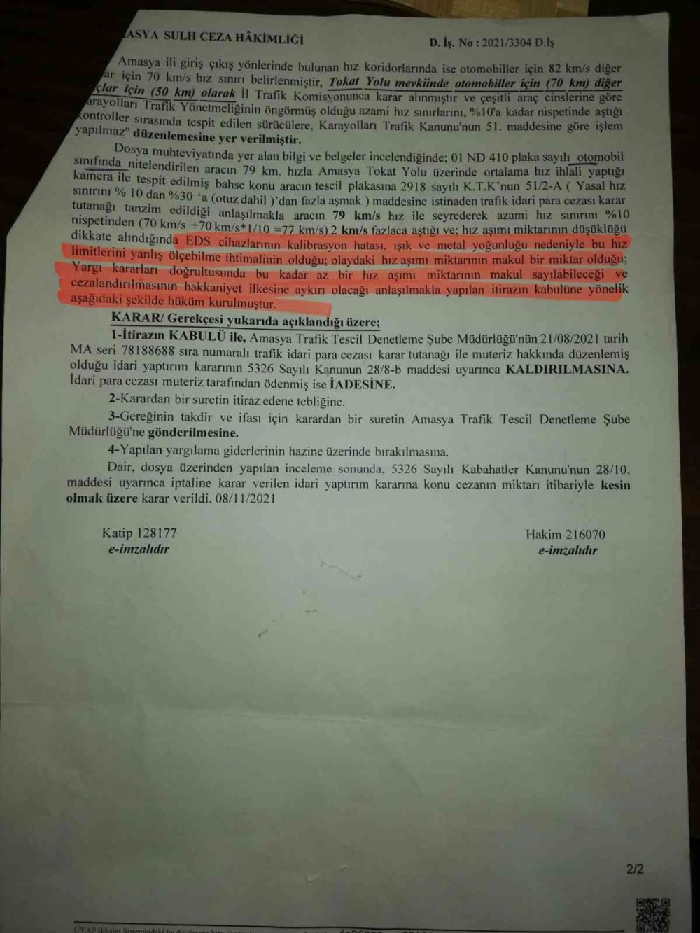 Cihaz eski dedi trafik cezasını iptal ettirdi