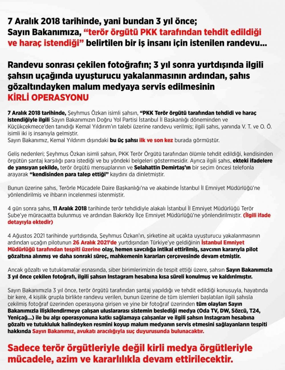 İçişleri Bakanlığı duyurdu: Kirli medya örgütleriyle mücadelemiz sürecek