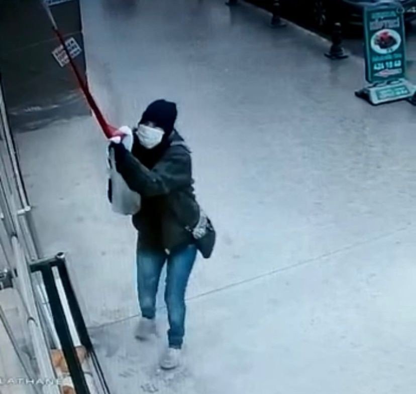 Türk bayrağını indirmeye çalışan kadın yakalandı
