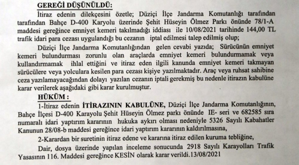 Bir trafik cezası daha iptal edildi: Emniyet kemeri takılı değilse plakaya ceza yazılmaz