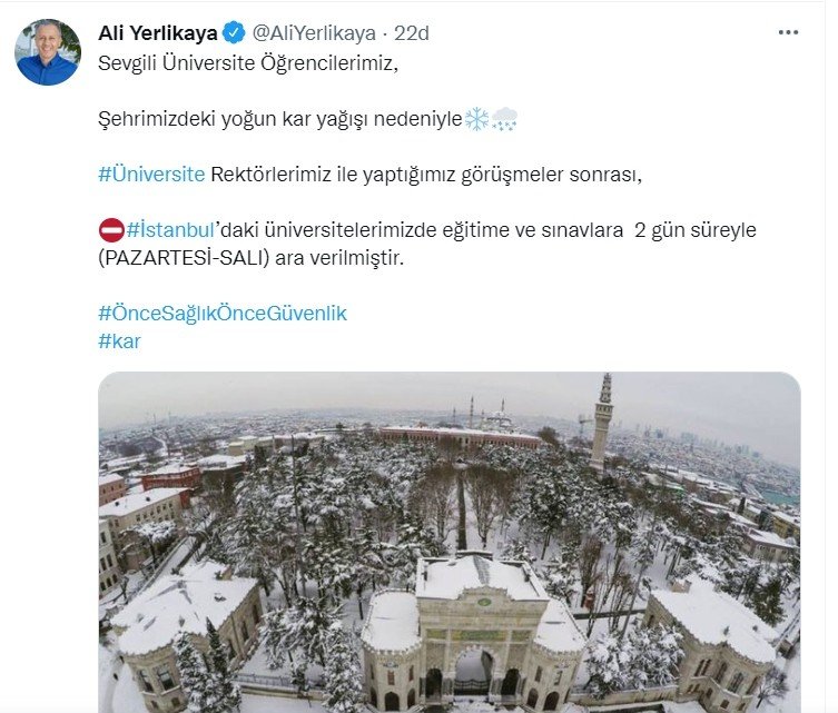 Vali Yerlikaya duyurdu! İstanbul’da üniversitelerde eğitime 2 gün ara