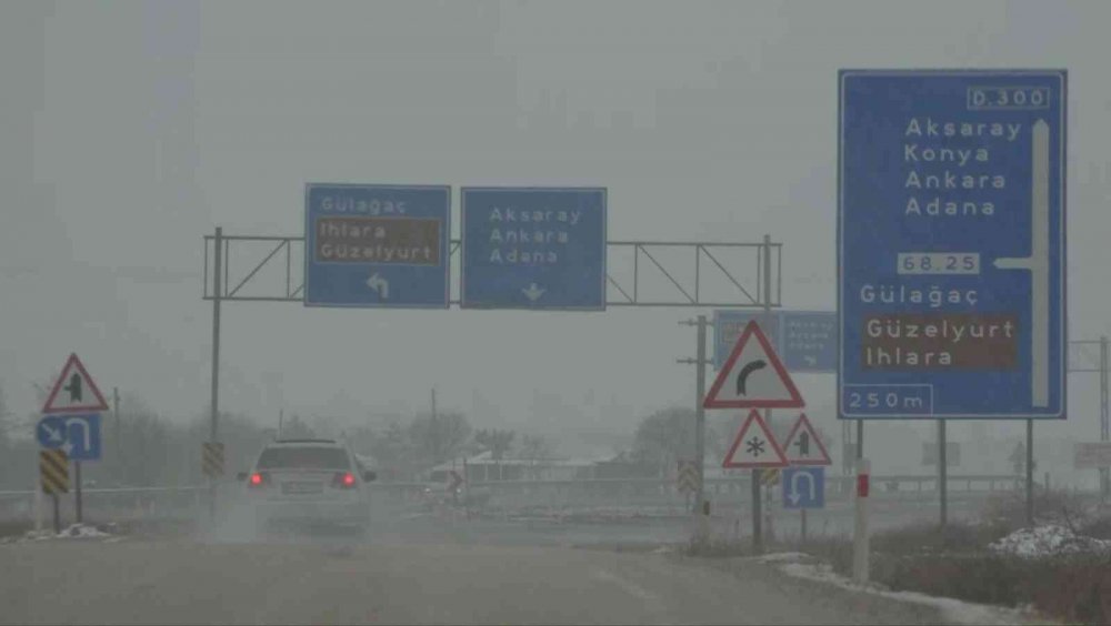 Aksaray’da beklenen kar yağışı başladı