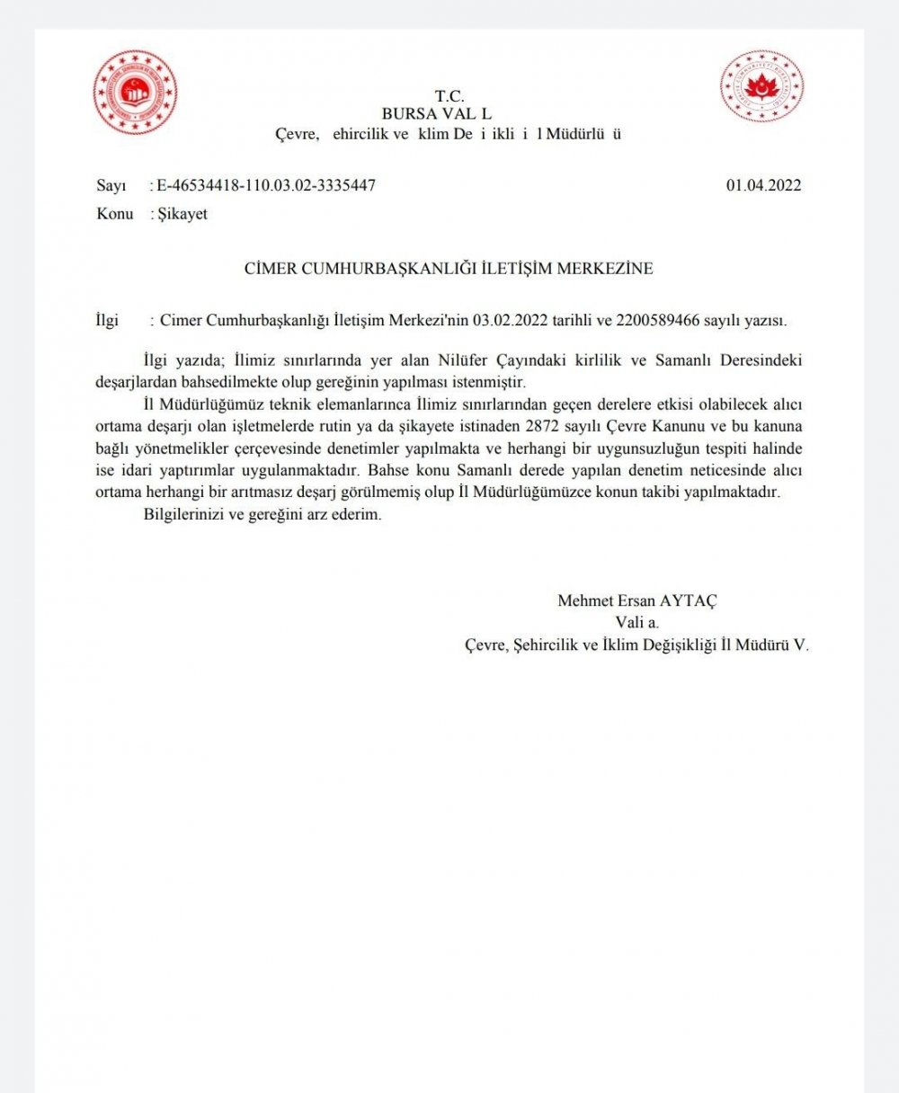 Bursa'da CİMER’i de kandırdılar! Ölüm saçan dereyi 'tertemiz akıyor' diye raporladılar