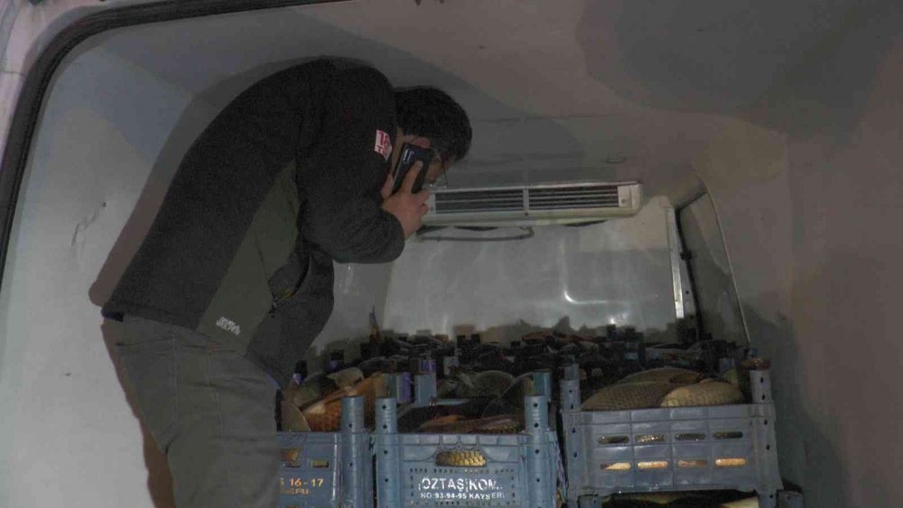 Konya plakalı araç durduruldu içinden kasalar dolusu sazan balığı çıktı