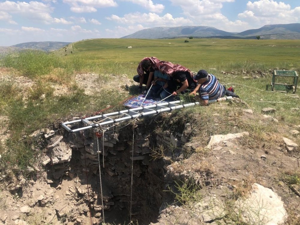 Konya Selçuklu'da defineciler 21 metrelik kuyu kazdı! Öksüz yavru 2 günde çıkarıldı