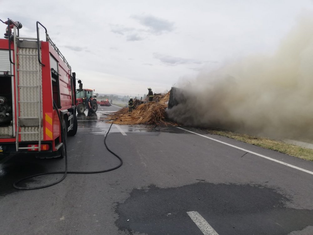Muğla plakalı tır Konya’da alev alev yandı!