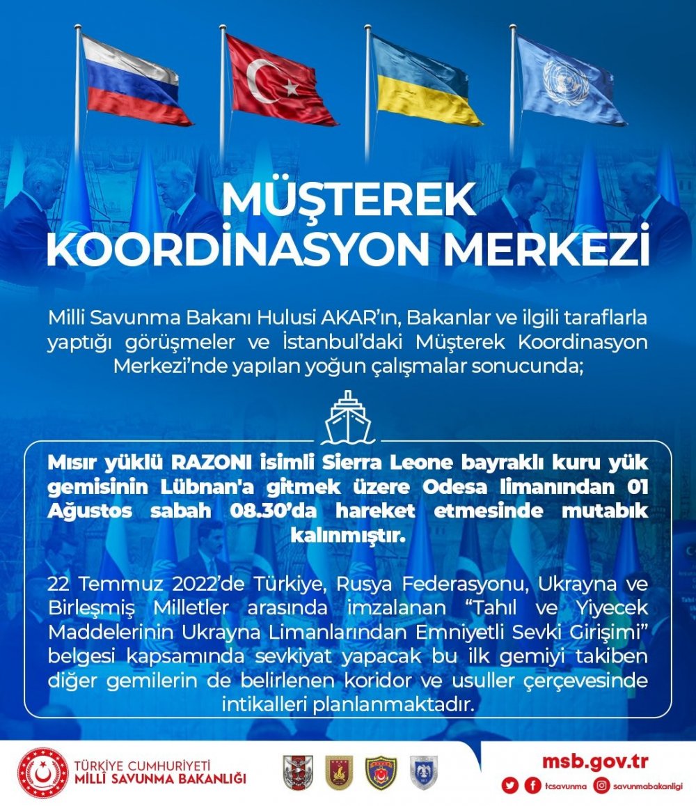 Dünyanın beklediği haber! Tahıl sevkiyatında ilk gemi Lübnan'a doğru yola çıktı