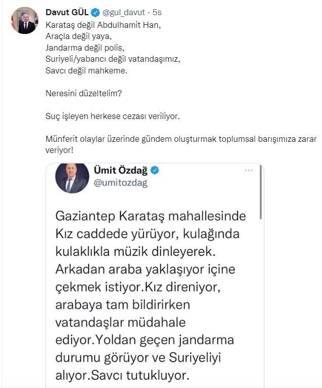 Genç kızı taciz iddiası ortalığı karıştırdı! Gaziantep Valisi Gül'den Ümit Özdağ'a tepki