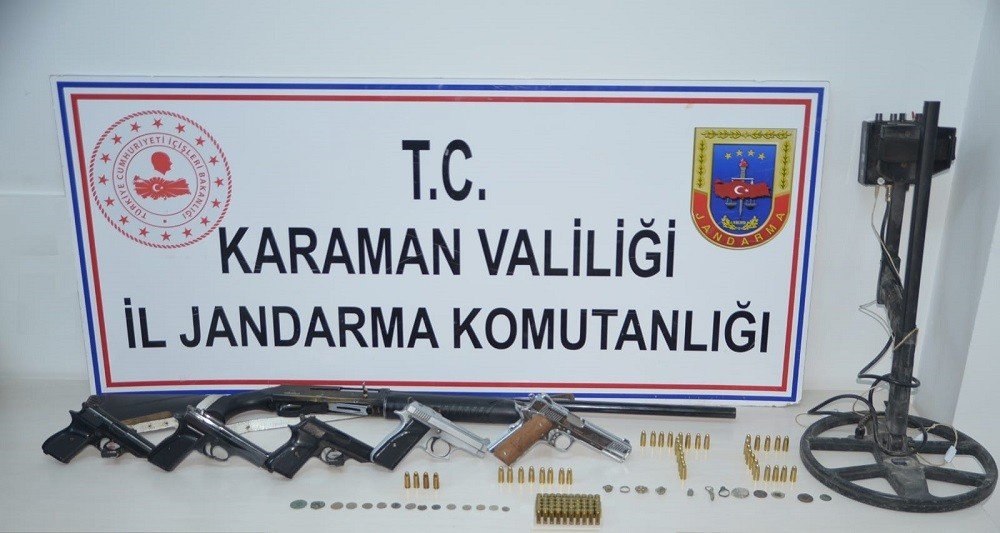 Ermenek'te tarihi eser ve silah operasyonu! Gözaltına alınan 2 kişi adliyede serbest bırakıldı