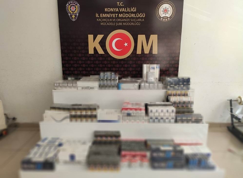Konya’da iş yerine operasyon! 2 bin paket kaçak sigara yakalandı! 1 gözaltı