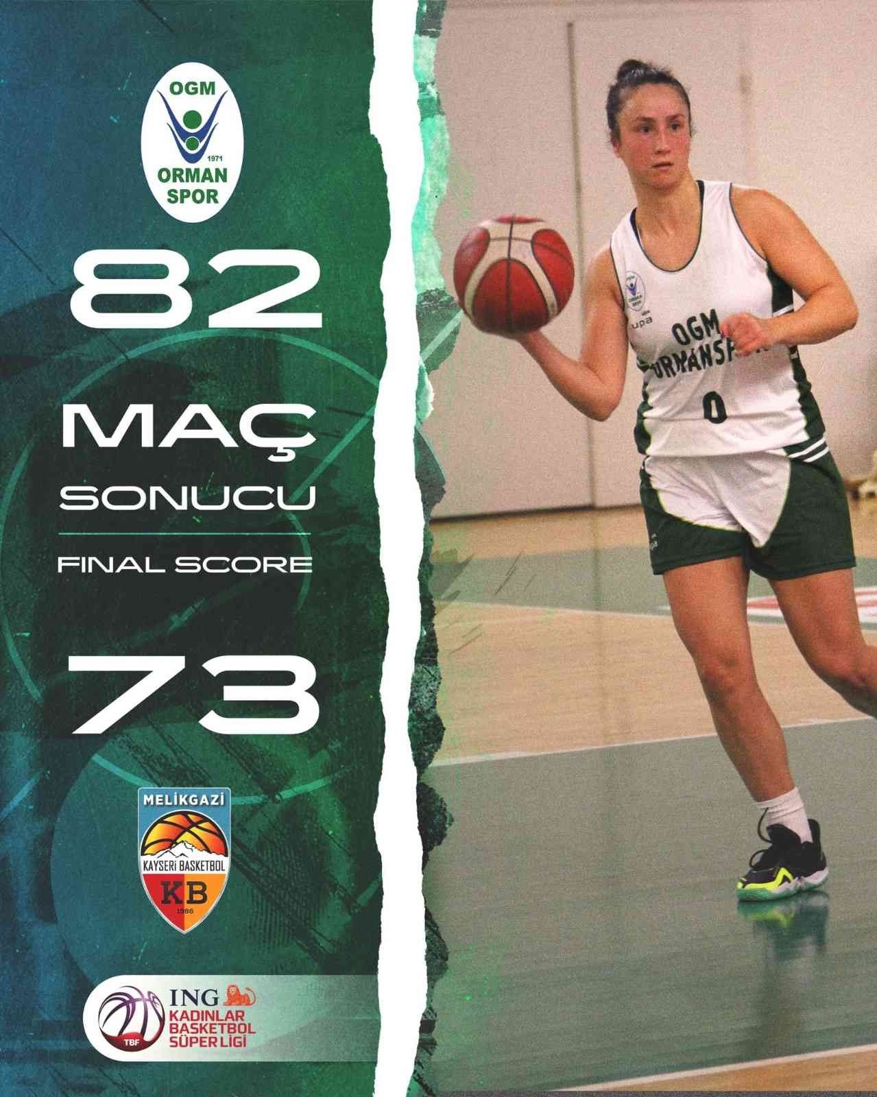 TKBL:OGM Ormanspor: 82- Melikgazi Kayseri Basketbol: 73