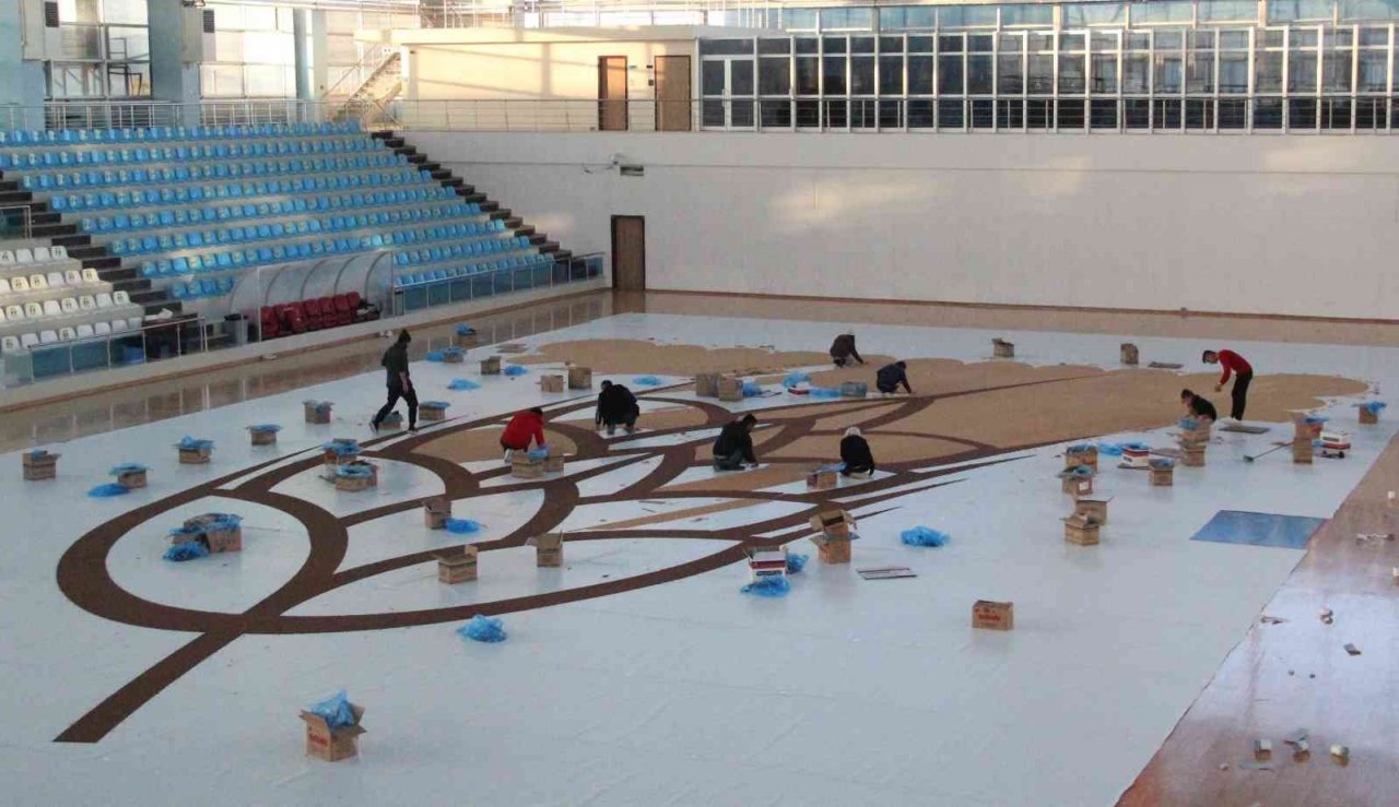 Dünyanın en büyük buğday başağı mozaiği 3 ton bisküviden yapılıyor