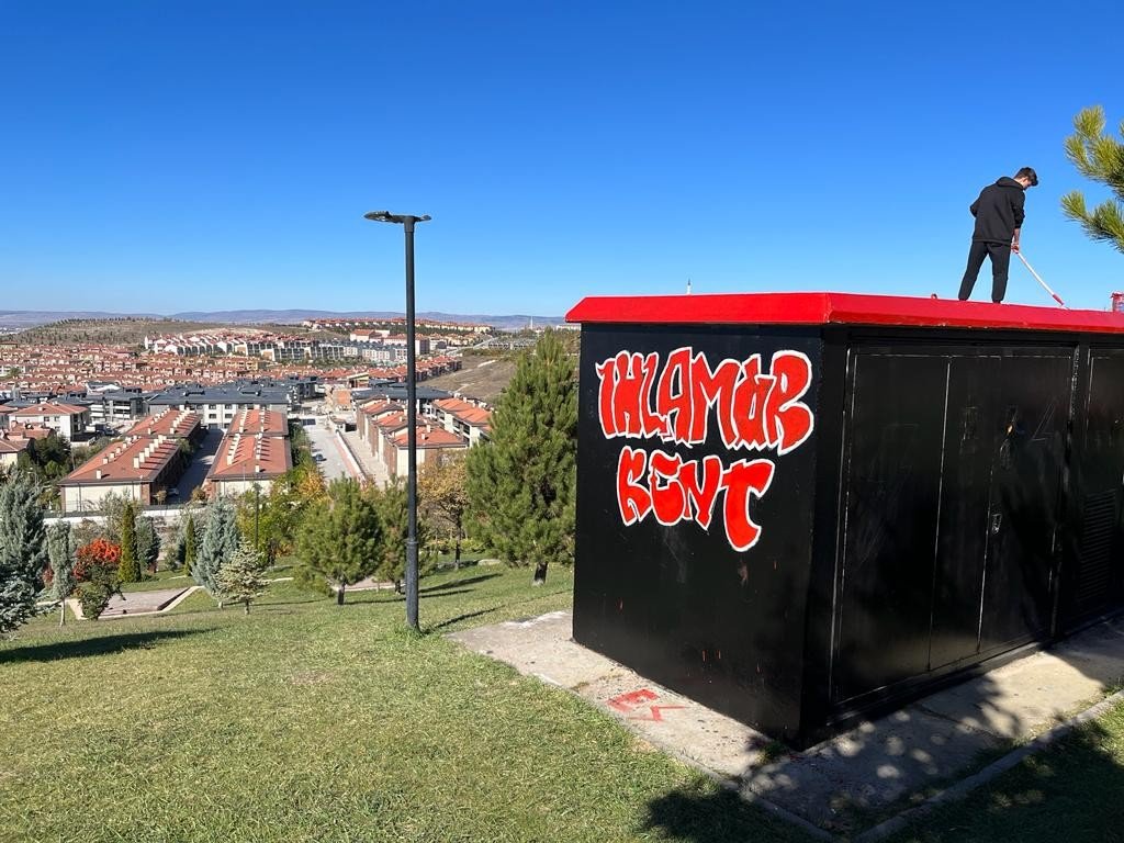 Mahalleyi güzelleştirmek için gençler ve muhtar güç birliği yaptı