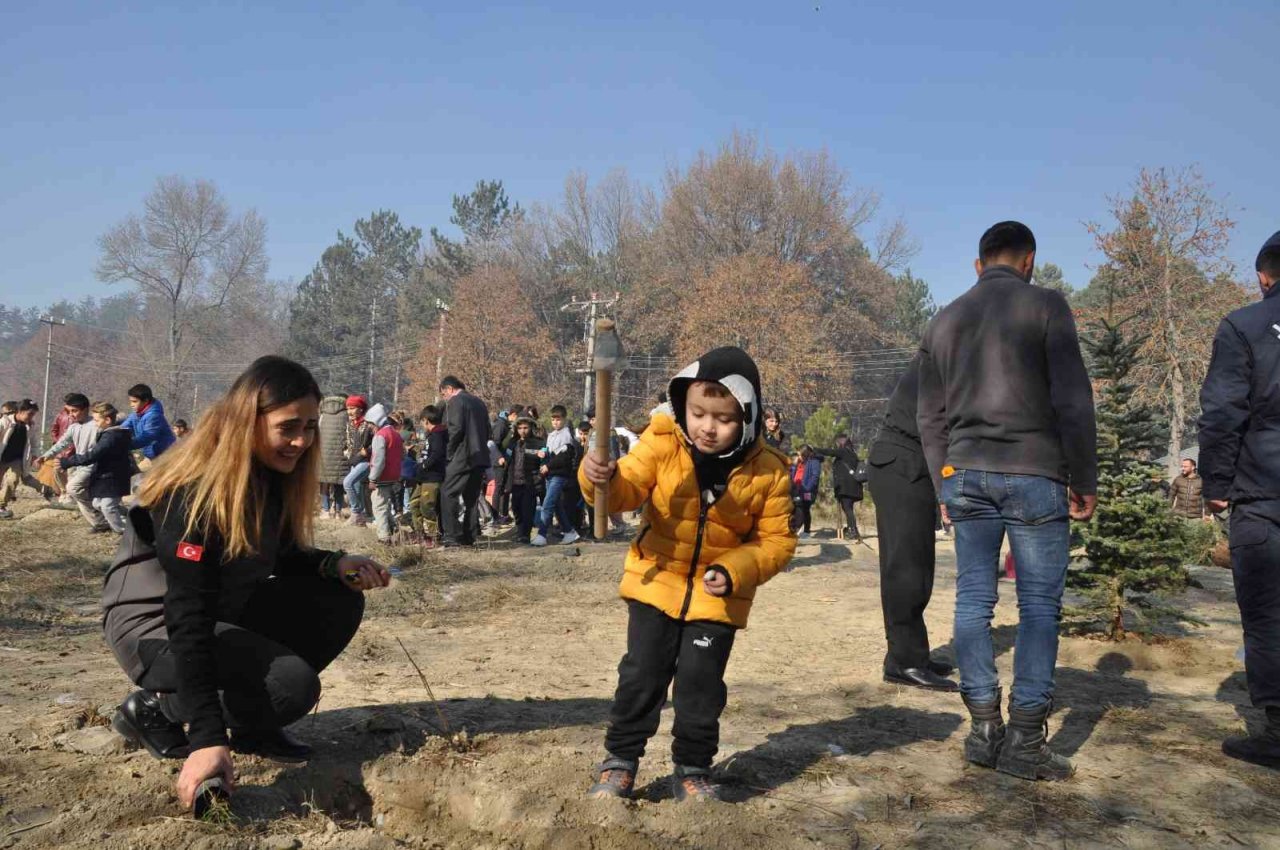 Minik eller hayatını kaybeden madenciler için 41 fidan dikti