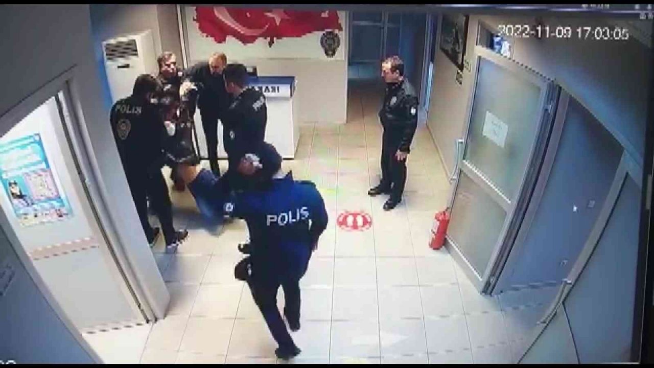 Emre Aşık’ın eski eşi Yağmur Sarnıç’ın Maltepe’de polis merkezini birbirine kattığı anlar kamerada