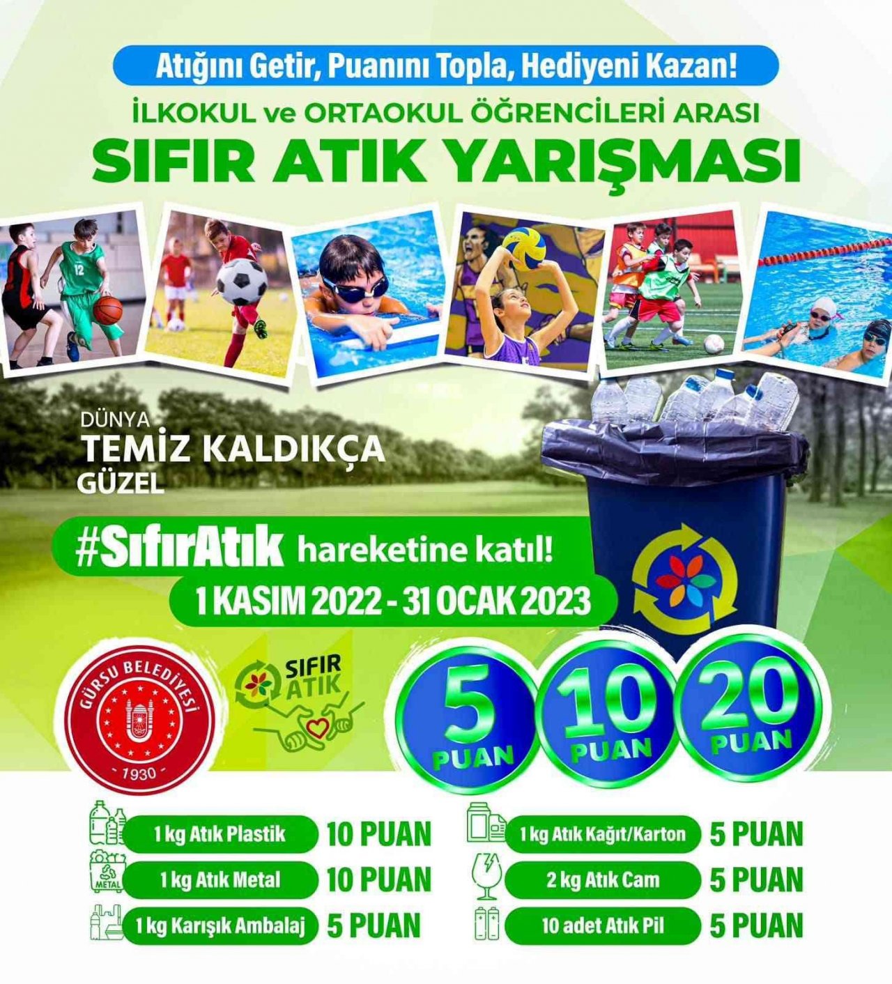 Gürsulu öğrenciler "sıfır atık" için yarışacak