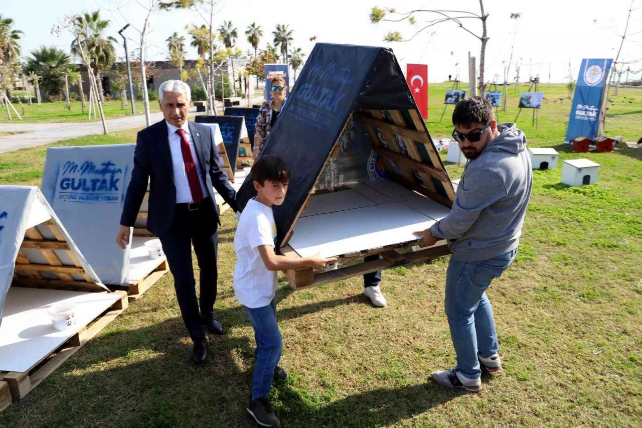 Mersin’de köpek kulübeleri, kedi yuvaları ve kuş evleri dağıtıldı